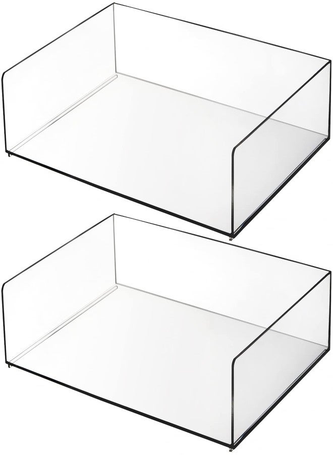 Elsjoy Set of 2 Acrylic File Tray, 2-Tier Stackable Paper Tray Clear Desktop File Organizer for Documents, Books, Magazine, Office, School - Image 1